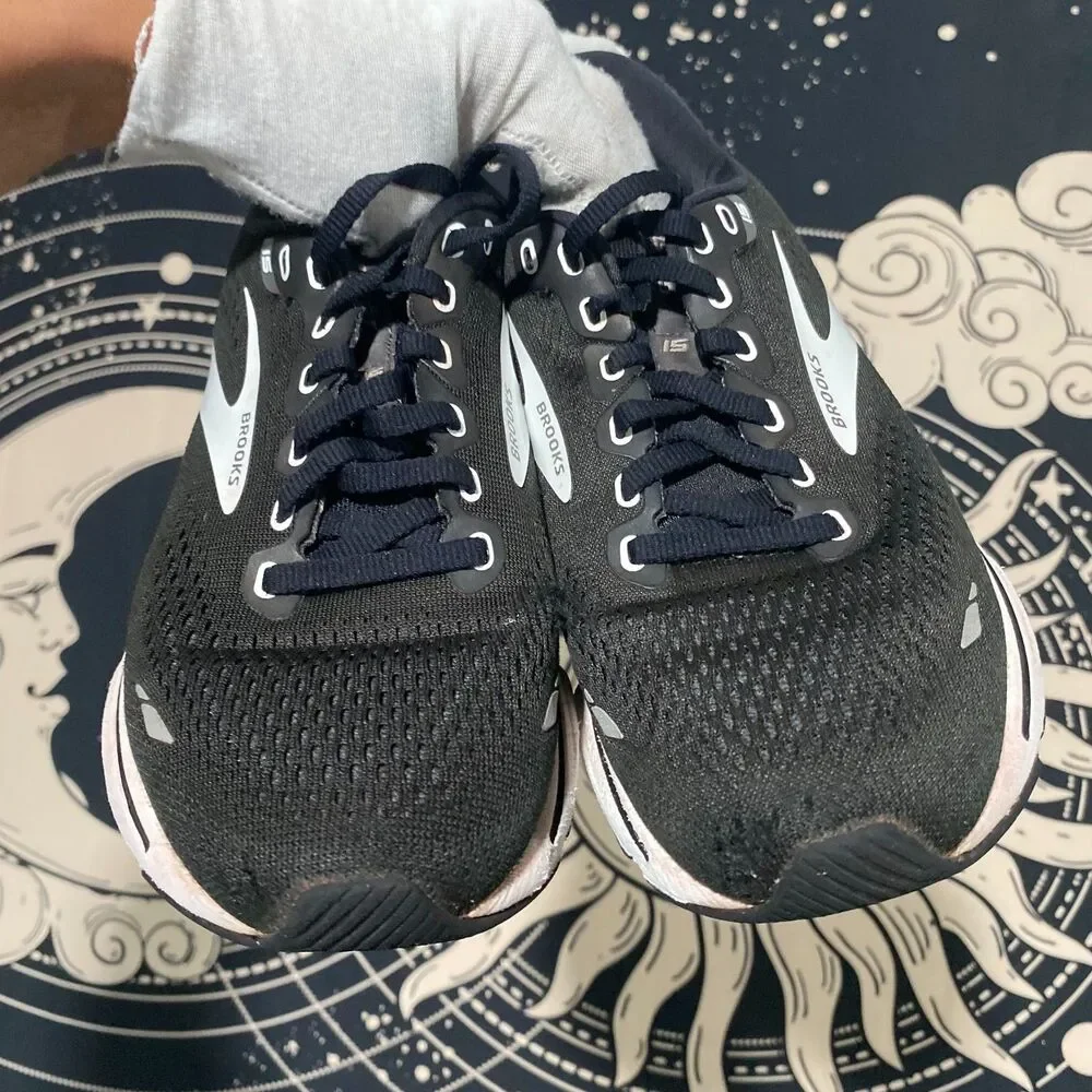 Brooks Ghost 15 1203801B012 Athletic Sneaker Women's 7B Black Mesh Running Gym